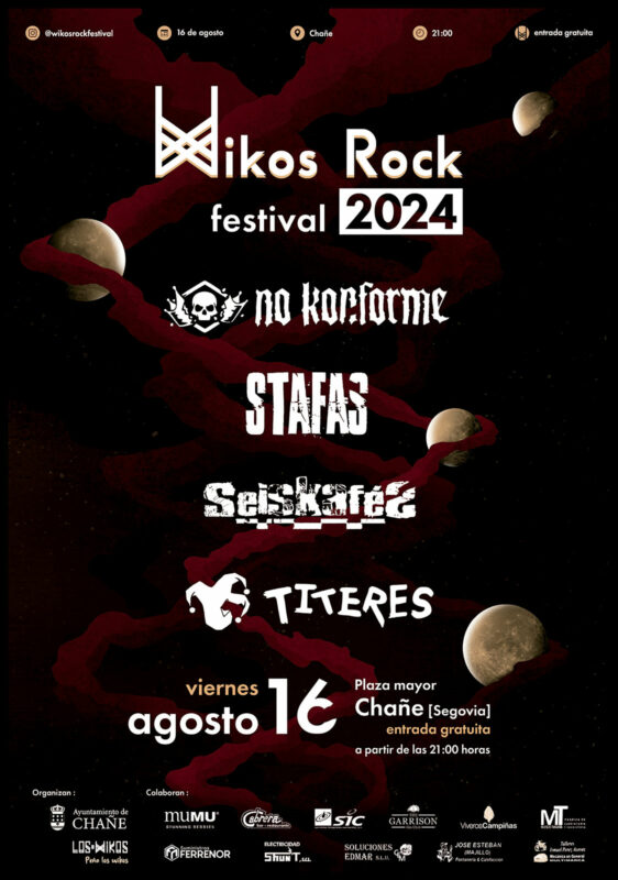 Cartel del Wikos Rock Festival 2024: No Konforme, Stafas, Seiskafes y Titeres en Chañe, Segovia